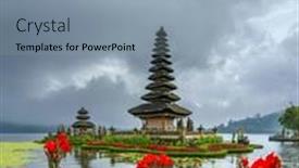  Presentation with bali temple - PPT layouts with ulundanu-temple-in-bali-indonesia background and a light blue colored foreground