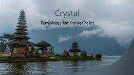  Presentation with bali temple - Presentation theme enhanced with ulundanu-temple-in-bali-indonesia background and a light blue colored foreground