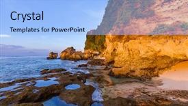  Presentation with indonesia - Cool new presentation theme with uluwatu - suluban beach in bali indonesia backdrop and a  colored foreground