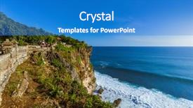  Presentation with bali indonesia touristic destination - Beautiful PPT theme featuring uluwatu temple in bali indonesia backdrop and a  colored foreground