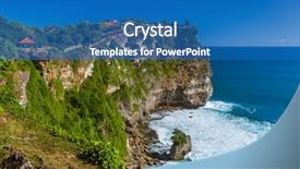  Presentation with bali temple - Presentation design consisting of uluwatu temple in bali indonesia background and a teal colored foreground