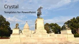  Presentation with united states - Colorful slide deck enhanced with ulysses s grant cavalry memorial backdrop and a light blue colored foreground