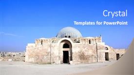  Presentation with amman jordan - Presentation design featuring umayyad-palace-of-amman-citadel background and a cobalt blue colored foreground