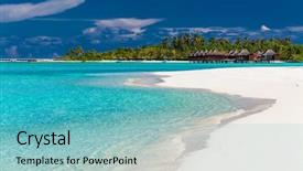  Presentation with palm beach - Cool new theme with umbrealla - water villas in maldives backdrop and a seafoam green colored foreground