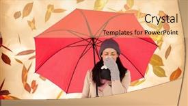  Presentation with nose bleed - Presentation enhanced with umbrella against autumnal leaf background and a lemonade colored foreground