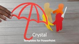  Presentation with umbrella - Beautiful PPT layouts featuring umbrella against colorful paper figures backdrop and a gray colored foreground