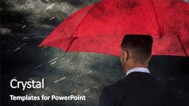 Presentation with rain clouds - Cool new slides with umbrella against rain and cloud backdrop and a black colored foreground