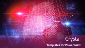  Presentation with hand print - Slides consisting of umbrella against red technology hand background and a violet colored foreground