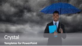 Presentation with rain animation - PPT theme enhanced with umbrella and blue book background and a gray colored foreground
