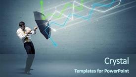  Presentation with market risk - Colorful PPT theme enhanced with umbrella and colorful stock backdrop and a ocean colored foreground