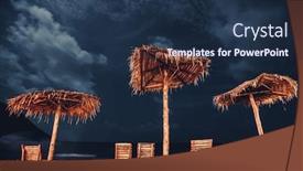  Presentation with starry night - Audience pleasing presentation theme consisting of umbrella-and-deckchair-bottle-beach backdrop and a navy blue colored foreground