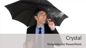  Presentation with electronic - Theme featuring umbrella and smoking electronic cigarette background and a light gray colored foreground