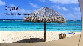  Presentation with umbrella - Audience pleasing slides consisting of umbrella-and-wooden-chair backdrop and a light blue colored foreground