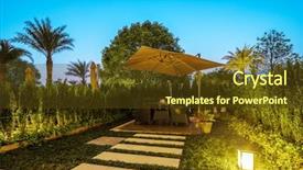  Presentation with night tapas - Slide deck enhanced with umbrella at garden at night background and a tawny brown colored foreground