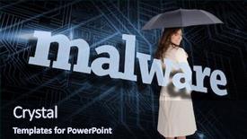  Presentation with circuit board - Presentation theme with umbrella behind the word cyber background and a wine colored foreground