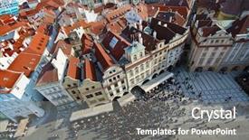 Presentation with japanese new year above view - Beautiful presentation featuring umbrella church - old town square view backdrop and a gray colored foreground