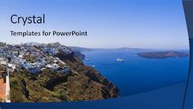  Presentation with santorini - PPT theme having umbrella church - santorini panorama firostefani - vacation background and a  colored foreground