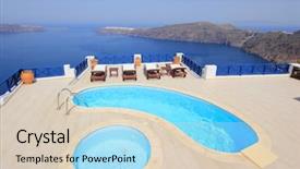  Presentation with santorini - Presentation featuring umbrella church - santorini view - greece firostefani background and a  colored foreground