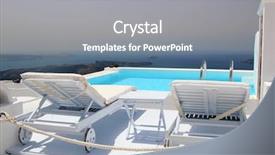  Presentation with culture heritage greece - Presentation theme having umbrella church - santorini view - greece firostefani background and a  colored foreground