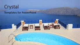  Presentation with santorini - Slides consisting of umbrella church - santorini view - greece firostefani background and a  colored foreground