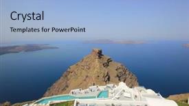  Presentation with santorini - Audience pleasing presentation consisting of umbrella church - santorini view - greece firostefani backdrop and a  colored foreground
