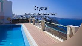  Presentation with mythology ancient greece zeus god - Slide deck enhanced with umbrella church - santorini view - greece firostefani background and a  colored foreground