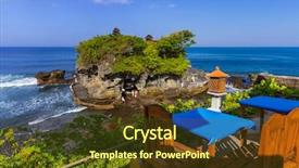  Presentation with bali temple - Slide deck with umbrella church - tanah lot temple in bali background and a  colored foreground