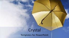  Presentation with rain sky - Amazing slide deck having umbrella flying on a blue backdrop and a light blue colored foreground