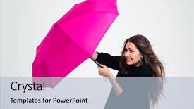  Presentation with strong wind - Cool new slide deck with umbrella in a strong wind backdrop and a light blue colored foreground