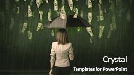  Presentation with umbrella - Colorful slide set enhanced with umbrella in dollar bill rain backdrop and a wine colored foreground