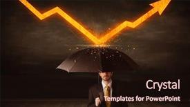  Presentation with umbrella - Cool new slides with umbrella keeping orange arrow backdrop and a wine colored foreground