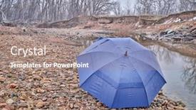  Presentation with spring water - Colorful slide deck enhanced with umbrella-on-a-river-shore backdrop and a coral colored foreground