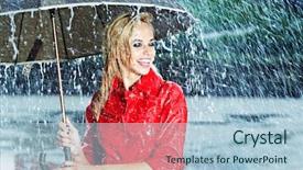  Presentation with umbrella - Cool new presentation design with umbrella out in the rain backdrop and a light blue colored foreground