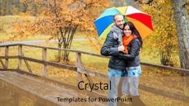  Presentation with rainy day - Cool new slide deck with umbrella outdoors on beautiful rainy backdrop and a  colored foreground