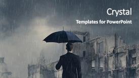  Presentation with umbrella - Beautiful theme featuring umbrella standing over apocalyptic backdrop and a dark gray colored foreground
