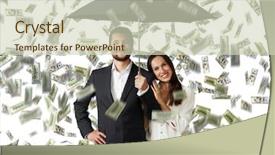  Presentation with under umbrella - Amazing slides having black umbrella standing under money backdrop and a soft green colored foreground