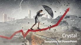  Presentation with overcoming crisis - PPT theme enhanced with umbrella strong wind - overcoming challenges and crisis mixed background and a  colored foreground