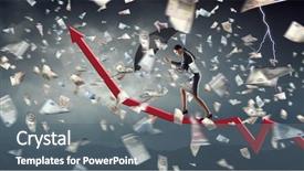  Presentation with overcoming crisis - Slide deck featuring umbrella strong wind - overcoming challenges and crisis mixed background and a  colored foreground