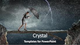  Presentation with overcoming crisis - PPT theme featuring umbrella strong wind - overcoming challenges and crisis mixed background and a tawny brown colored foreground
