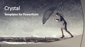  Presentation with overcoming crisis - Presentation theme having umbrella strong wind - overcoming challenges and crisis mixed background and a dark gray colored foreground