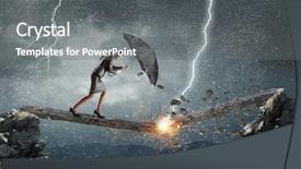  Presentation with overcoming crisis - Cool new PPT layouts with umbrella strong wind - overcoming challenges and crisis mixed backdrop and a gray colored foreground