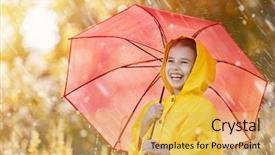  Presentation with rainfall - Beautiful PPT theme featuring umbrella under the autumn shower backdrop and a yellow colored foreground
