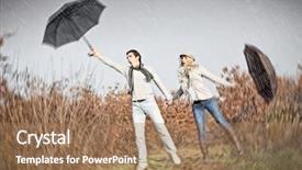  Presentation with strong wind - Colorful PPT layouts enhanced with umbrellas during strong storm wind backdrop and a coral colored foreground