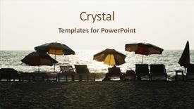  Presentation with goa beach - Slide set featuring umbrellas on the beach background and a cream colored foreground