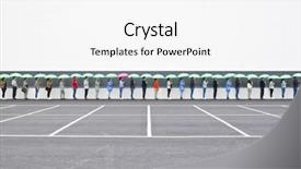  Presentation with waiting line - PPT theme with umbrellas waiting in line background and a white colored foreground