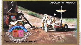  Presentation with moon apollo - Presentation design featuring umm-al-quwain-circa-1975 background and a coral colored foreground