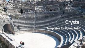  Presentation with amphitheater - Theme featuring umm qais amphitheater jordan background and a dark gray colored foreground