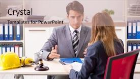  Presentation with lawyer client - Beautiful theme featuring umpire - lawyer talking to client backdrop and a  colored foreground