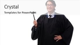  Presentation with judge - PPT layouts with umpire - young handsome judge isolated background and a white colored foreground