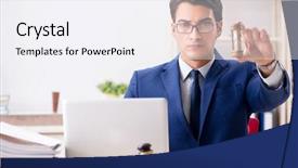  Presentation with court - PPT layouts consisting of umpire - young handsome judge working background and a sky blue colored foreground